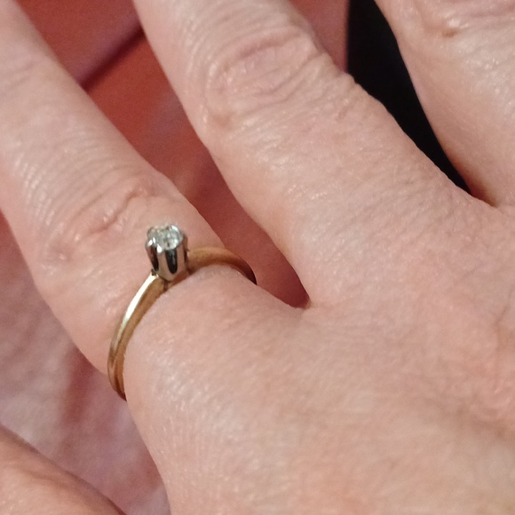 natural VS2 diamond solitaire ring 0.25 ct size 6 US 14k solid gold certif - Picture 3 of 11